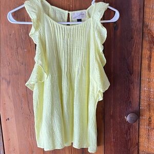 Universal Thread Pale Yellow Ruffle-Trim Tank Top